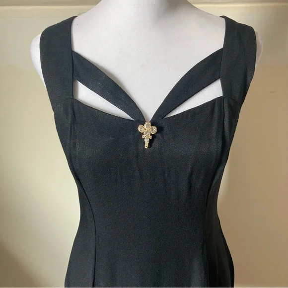Jessica McClintock Vintage Black Strappy Cocktail Dress size 5/6 - Picture 2 of 6